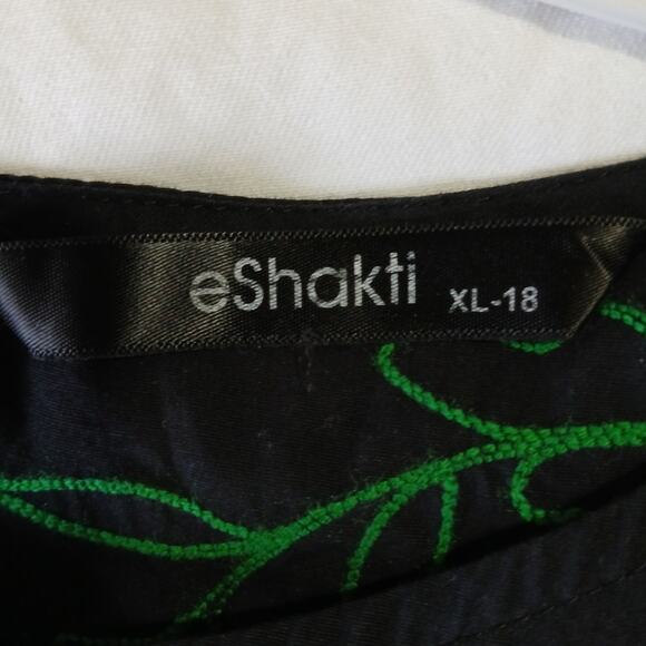 eShakti Sz XL 18 (US 12) Black Floral Embroidered Dress cotton blend - Picture 4 of 15